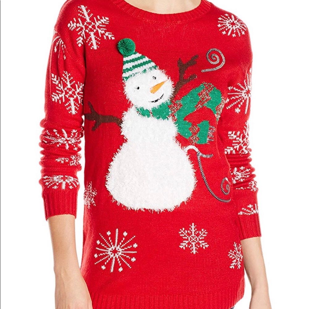Women's Crew-Neck Snowman Ugly Christmas Sweater